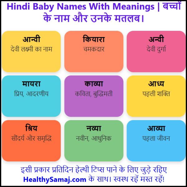 Hindi Baby Names With Meanings | बच्चों के नाम और उनके मतलब।