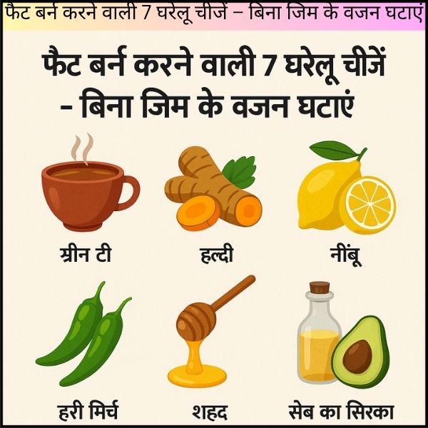फैट बर्न करने वाली 7 घरेलू चीजें – बिना जिम के वजन घटाएं